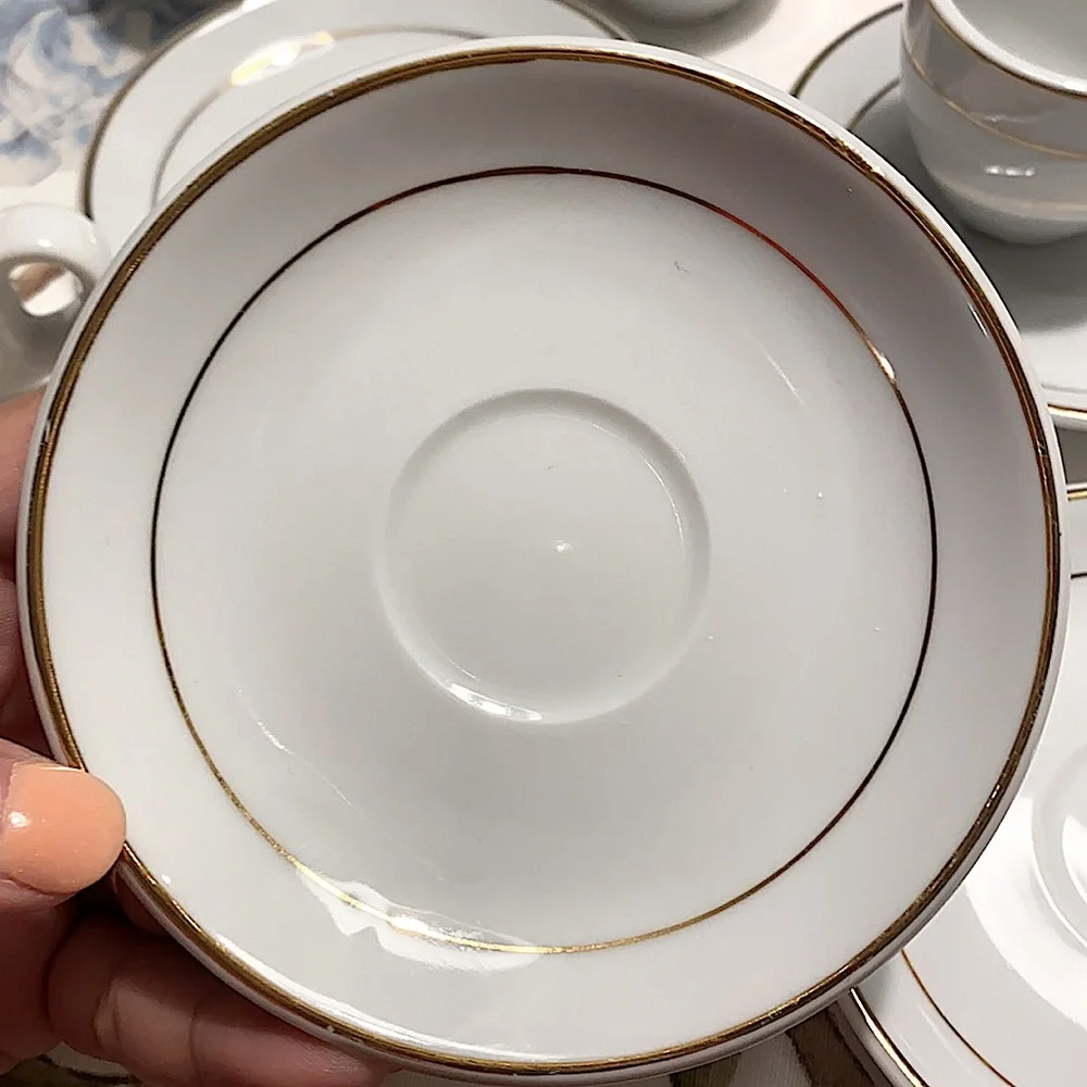 Casa Elite Mini Cups and Saucers With Gold Rims